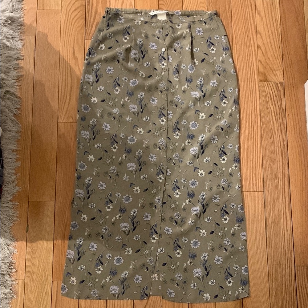 Max Studio Floral Midi Pencil Skirt with Slit
